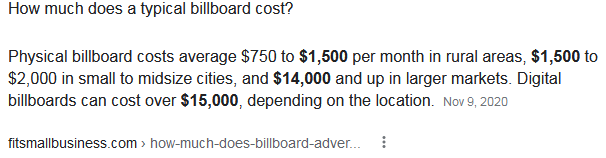 average cost of a billboard sign